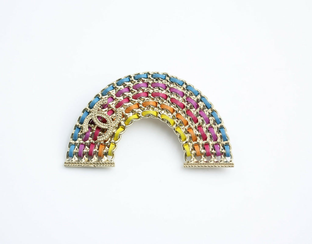 Chanel B18P Leather Rainbow Chain Brooch