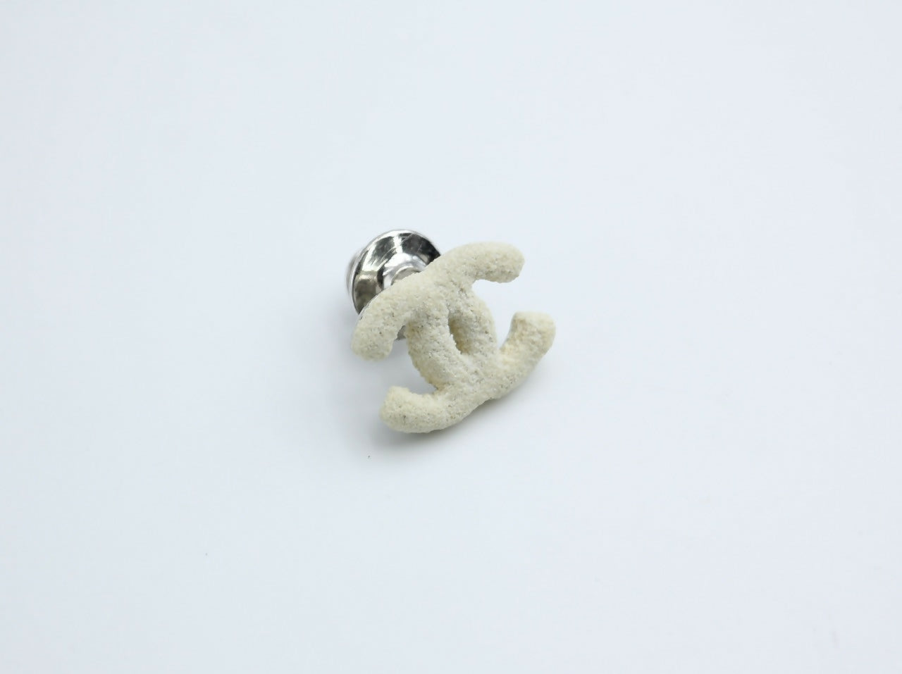 Chanel Vintage 03A Metal White Frosted CC Brooch