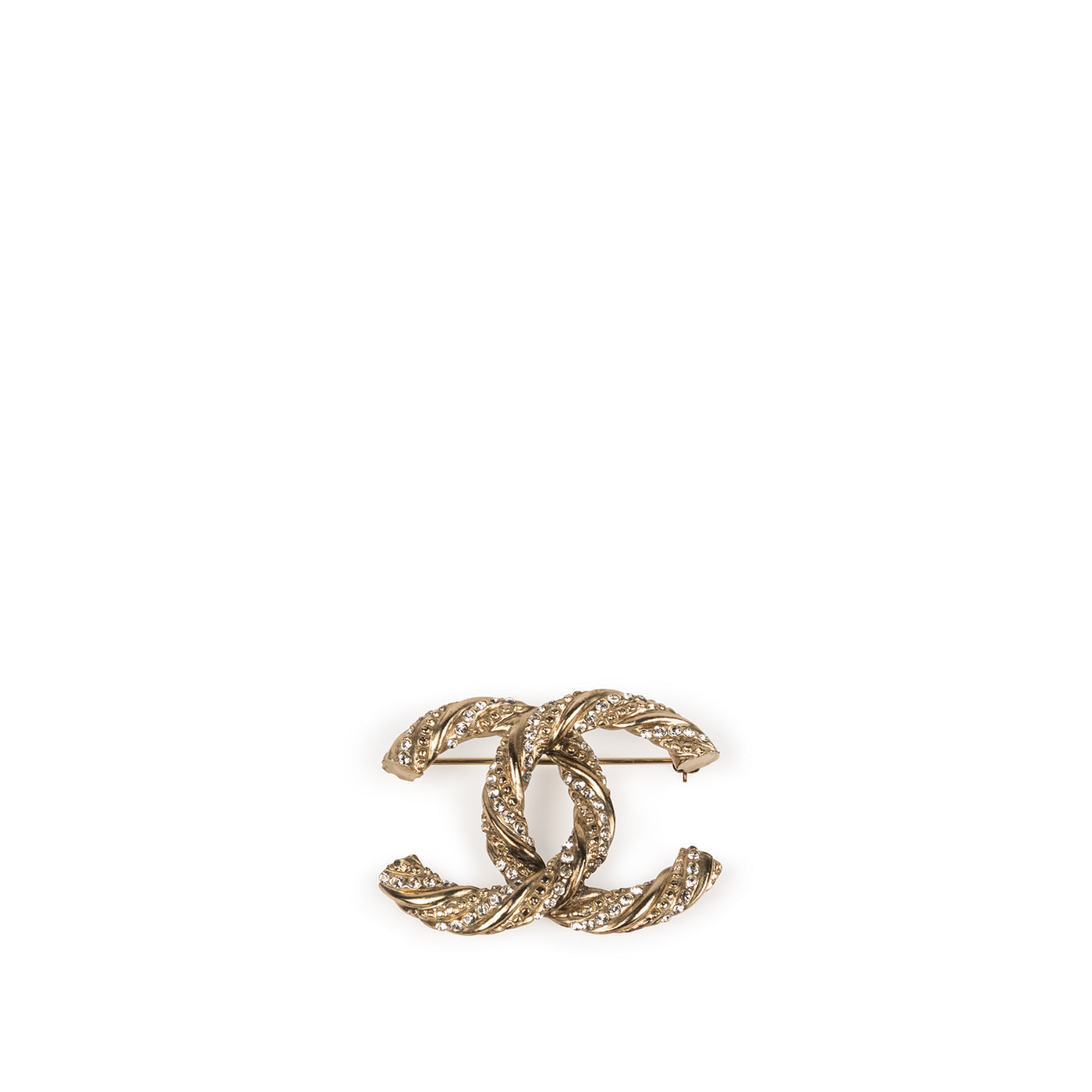 Chanel Crystal Twisted Rope CC Brooch