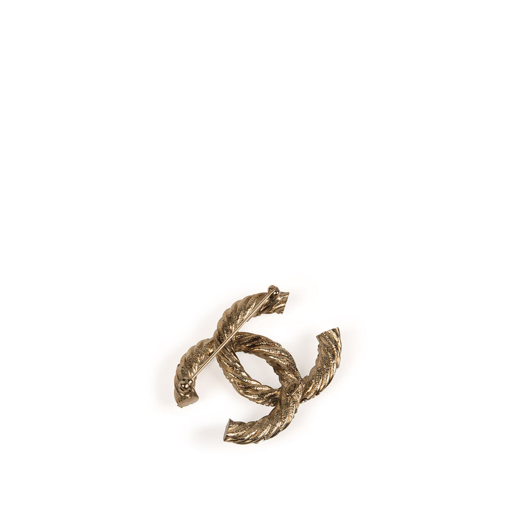 Chanel Crystal Twisted Rope CC Brooch