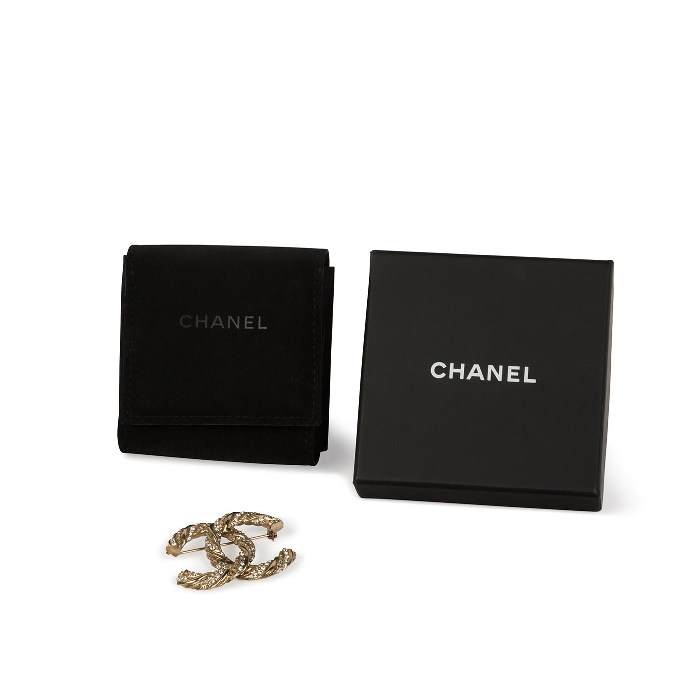 Chanel Crystal Twisted Rope CC Brooch
