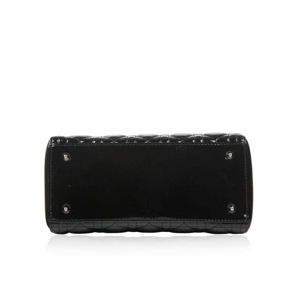 Christian Dior Lady Dior Black Patent Leather Medium