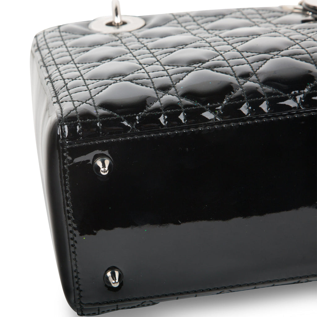 Christian Dior Lady Dior Black Patent Leather Medium