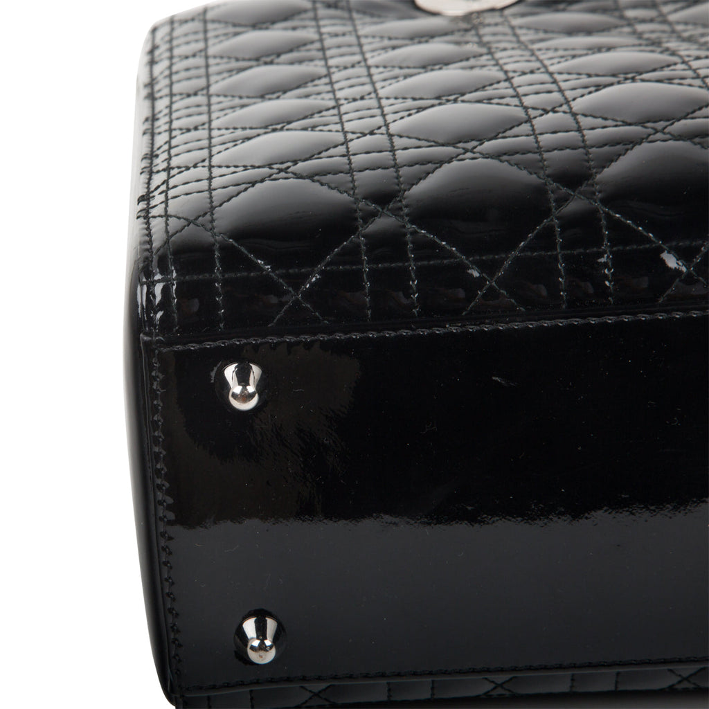 Christian Dior Lady Dior Black Patent Leather Large