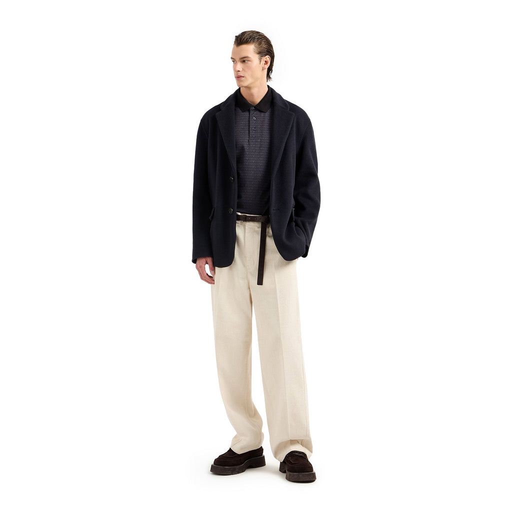 Jersey Polo Shirt With All-Over Jacquard Lettering
