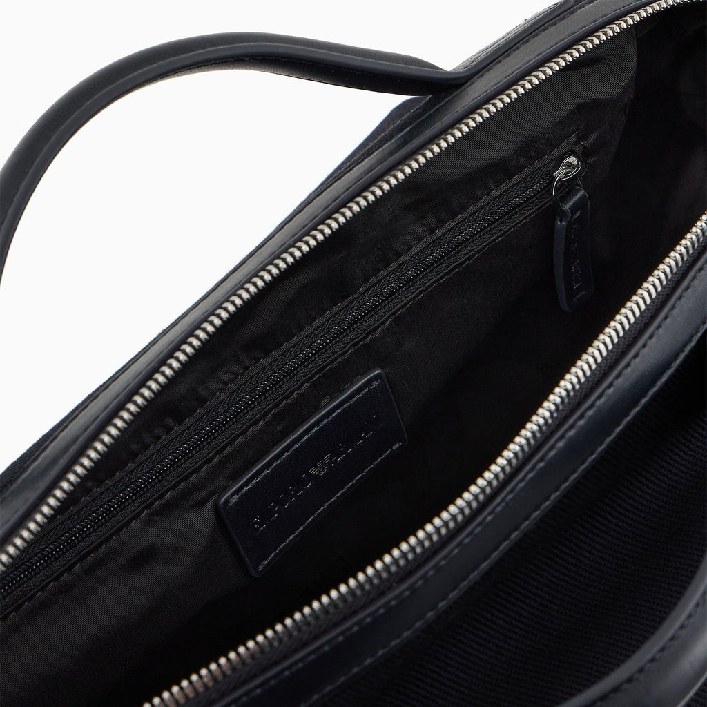 Canvas Boston Bag With Logo Embroidery And Shoulder Strap