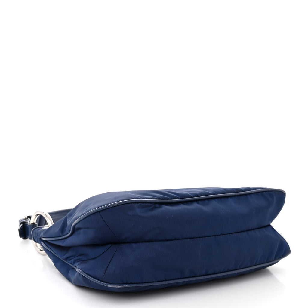 Tessuto Nylon Soft Calfskin Shoulder Bag Royal
