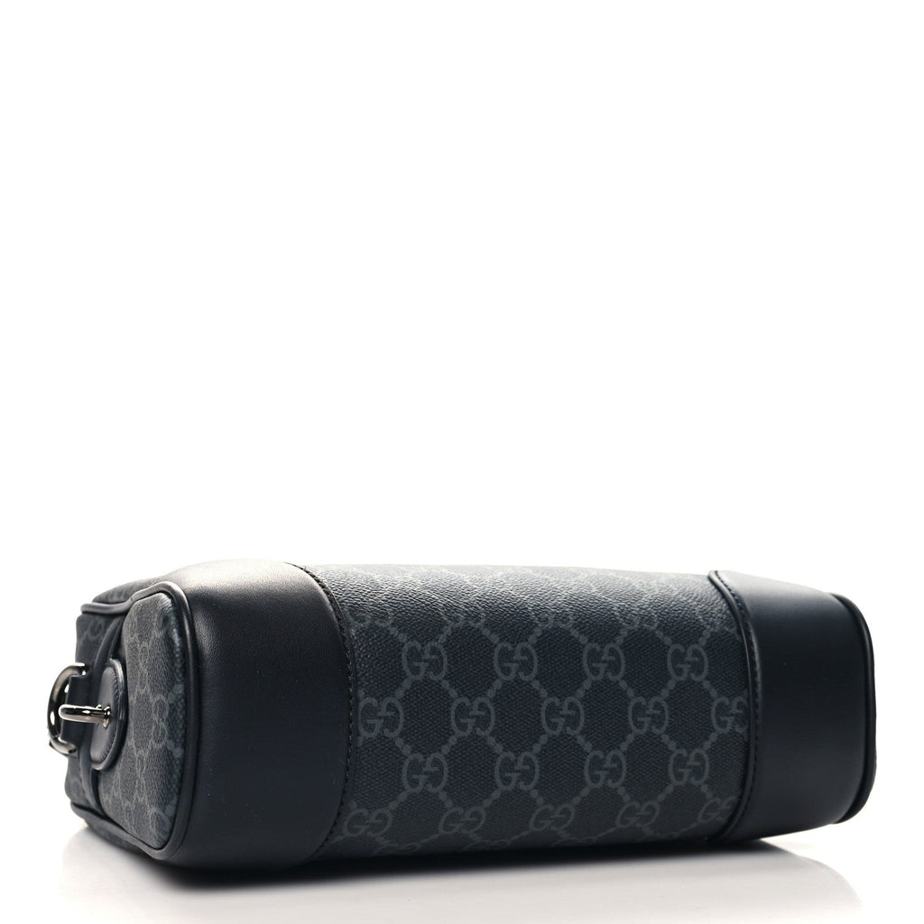 GG Supreme Monogram Textured Calfskin Emblem Small Crossbody Black