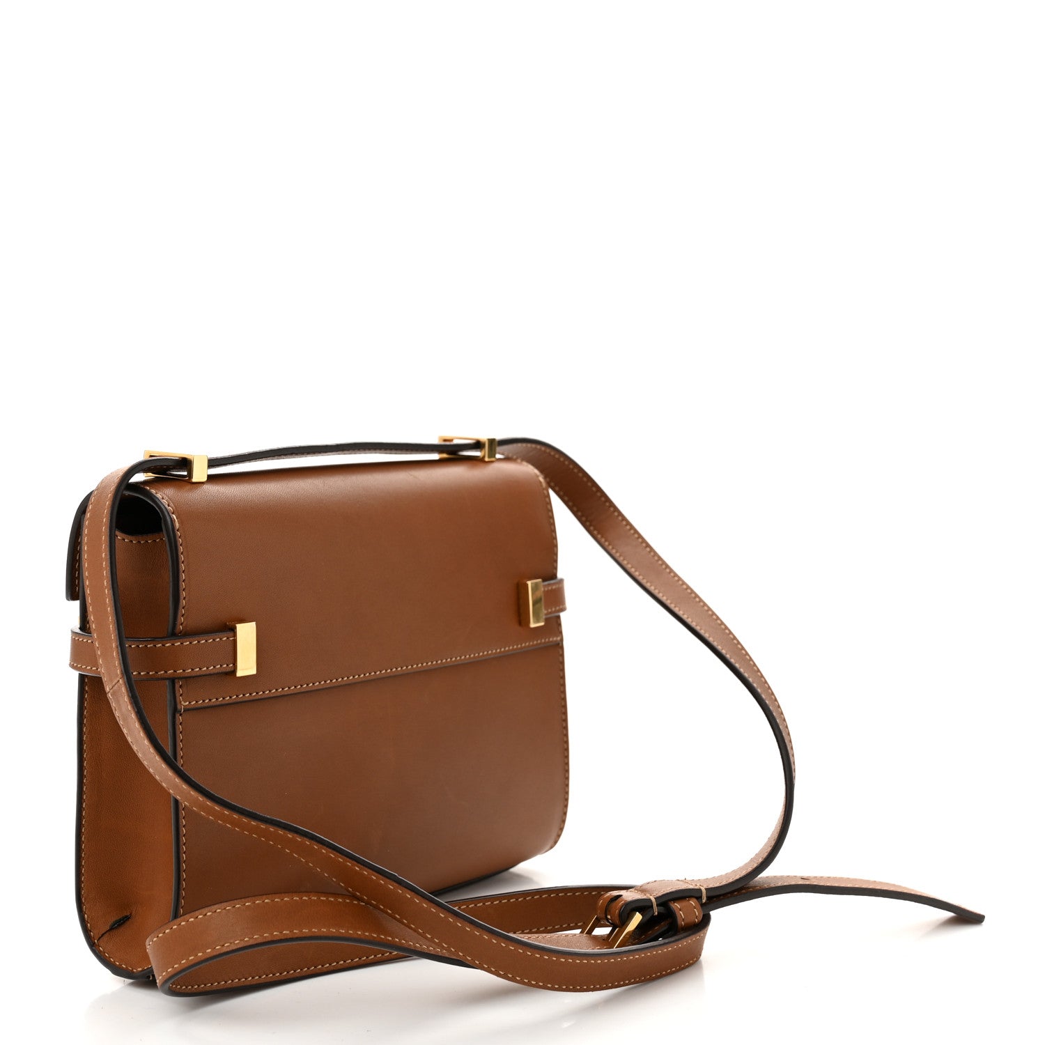 Smooth Calfskin Mini Manhattan Shoulder Bag Brick Ebony
