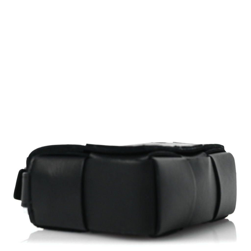 Lambskin Maxi Intrecciato Extra Mini Cassette Crossbody Bag Black