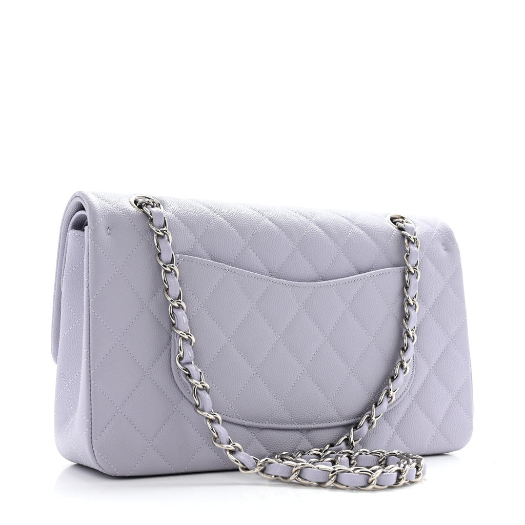 Caviar Quilted Medium Double Flap Light Purple