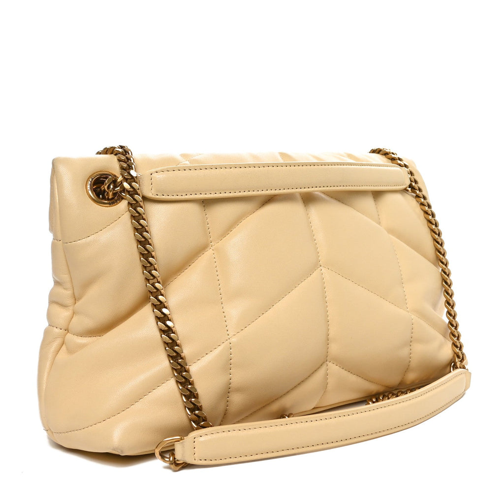 Lambskin Quilted Small Loulou Puffer Monogram Chain Satchel Jaune Pale