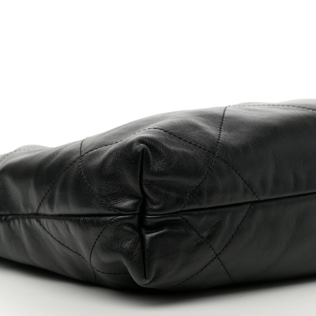 Shiny Calfskin Quilted Small Chanel 22 So Black