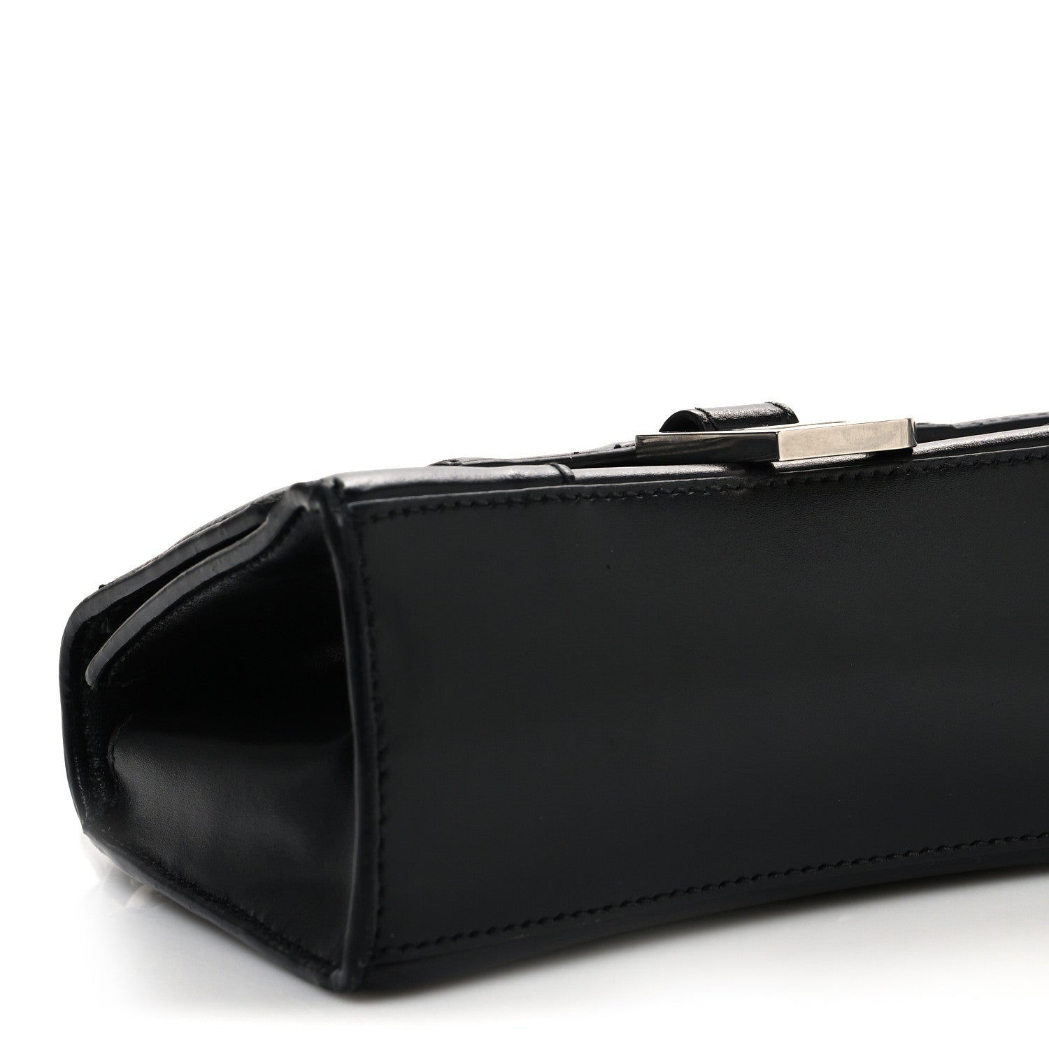 Box Calfskin Graffiti Logo Hourglass Top Handle Bag XS Black Silver