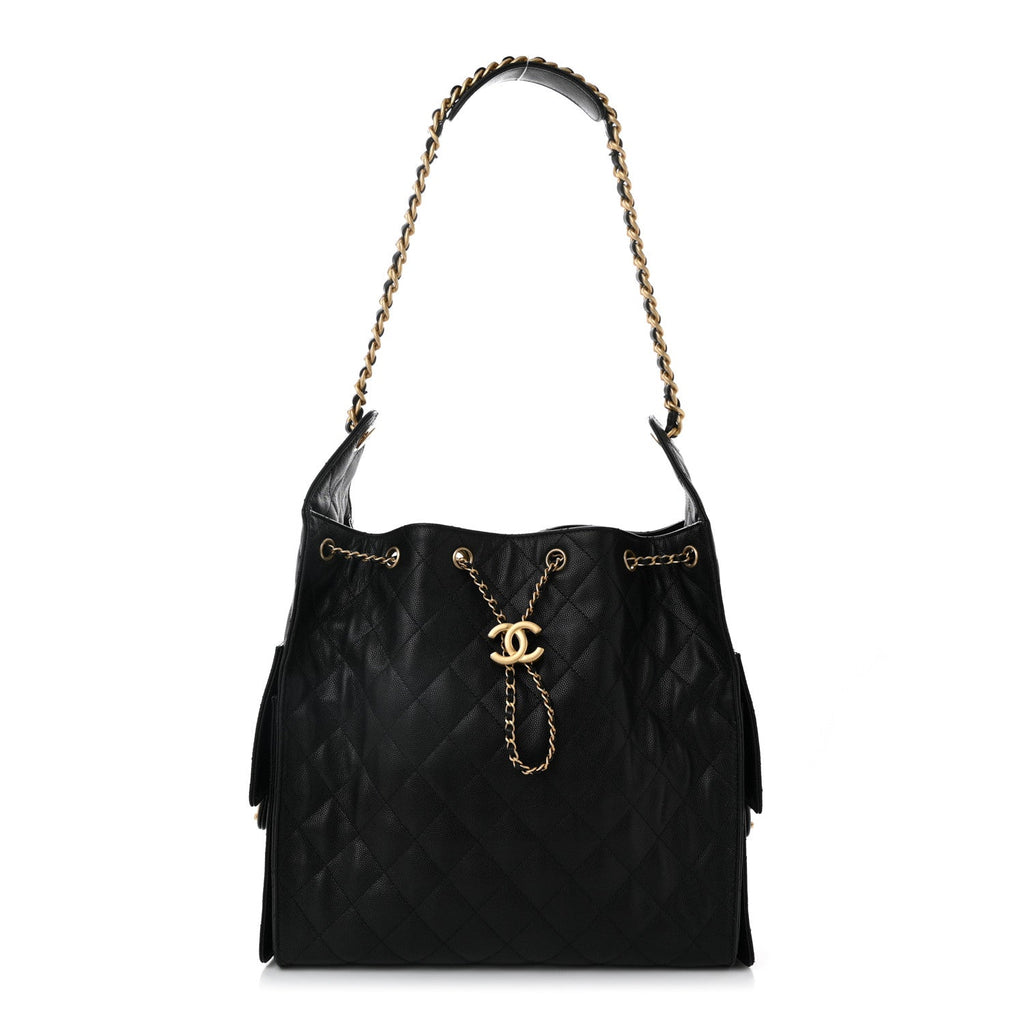 Caviar Quilted Medium Chanel 25 Handbag Black