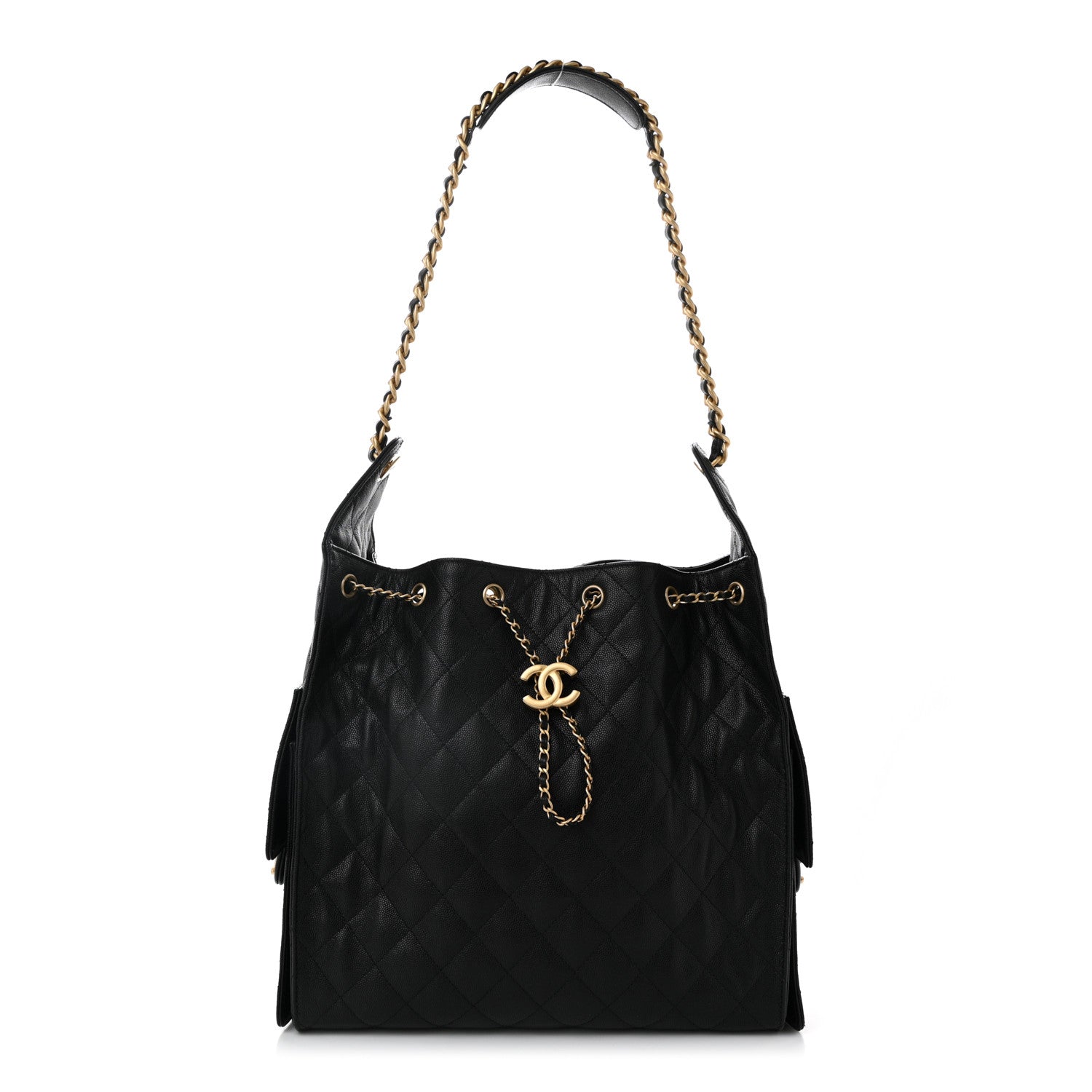 Caviar Quilted Medium Chanel 25 Handbag Black