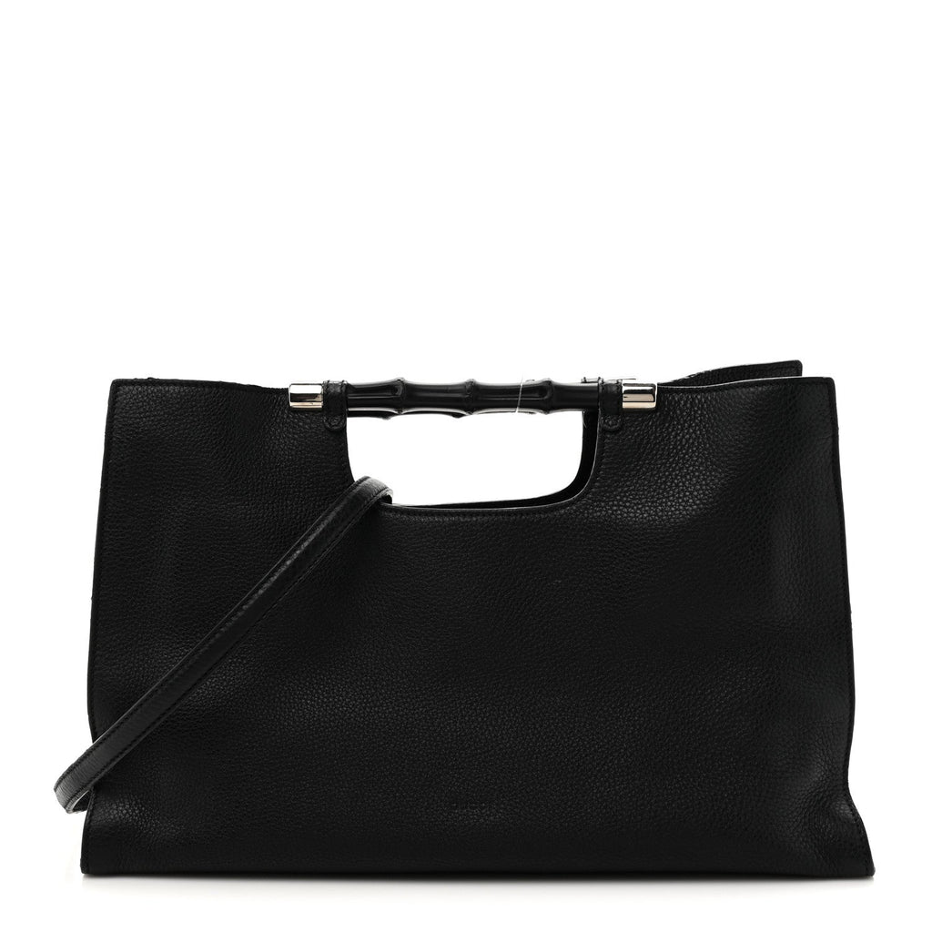 Calfskin Medium Bamboo Daily Shopper Black