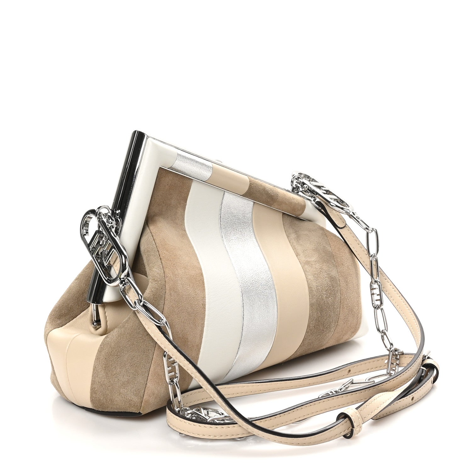 Nappa Suede Striped Inlay Small Fendi First Multicolor