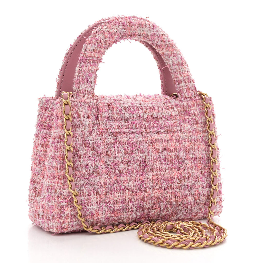 Tweed Quilted Nano Kelly Shopper Pink