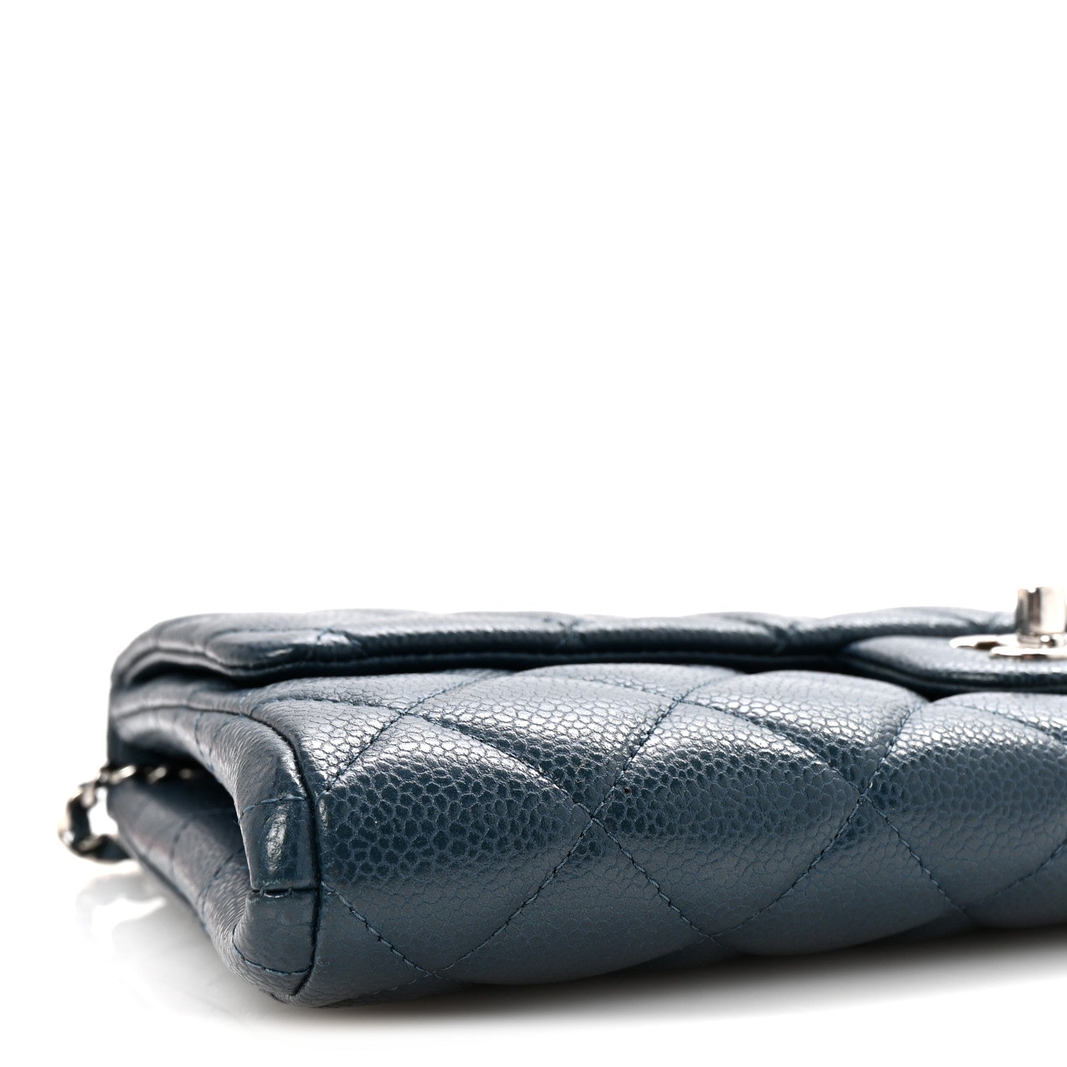 Caviar Quilted Clutch With Chain Flap  Blue