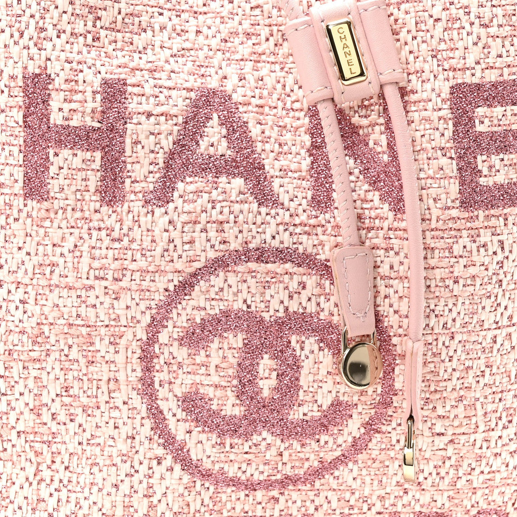 Lurex Boucle Deauville Drawstring Bucket Bag Pink