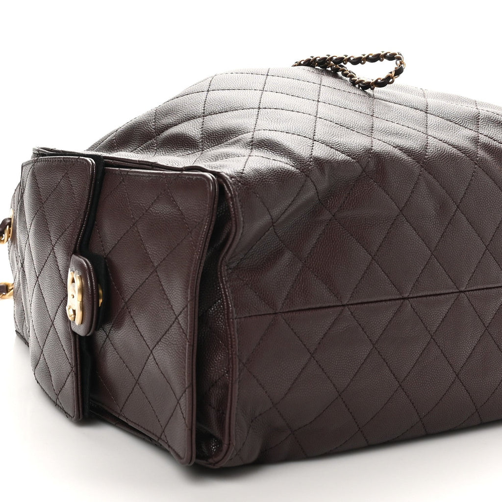 Caviar Quilted Medium Chanel 25 Handbag Dark Brown