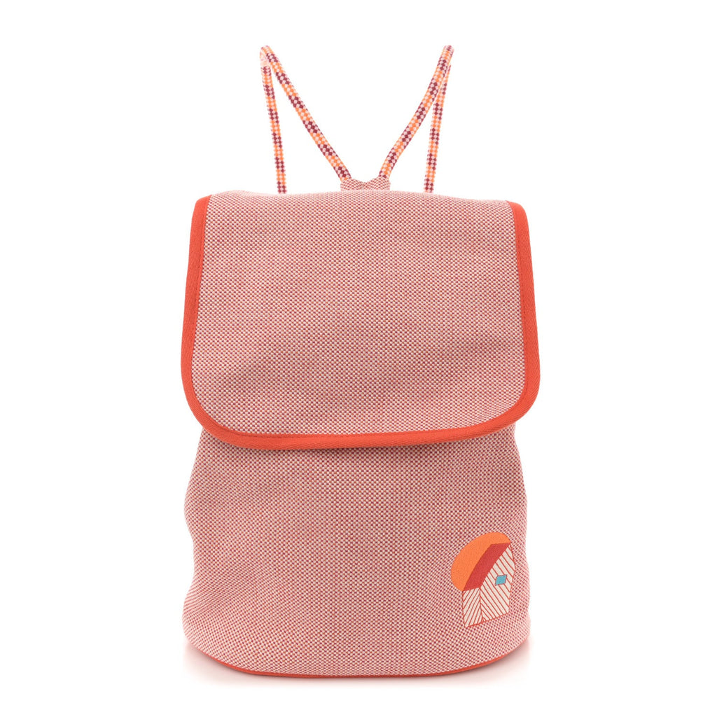 H Canvas Embroidered Les Cabanes Backpack Orange Framboise