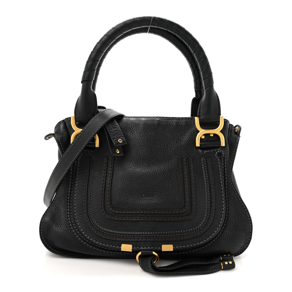 Calfskin Small Marcie Satchel Black