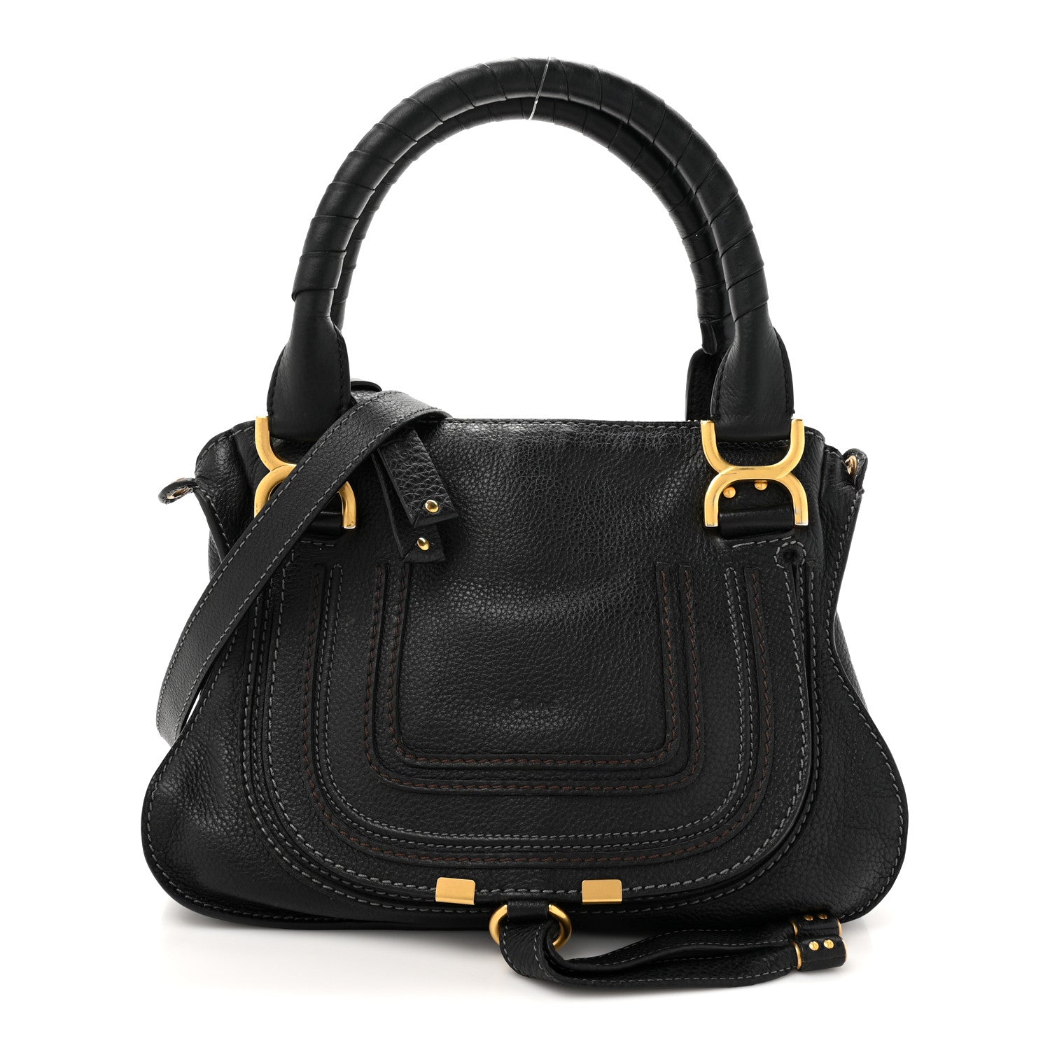 Calfskin Small Marcie Satchel Black