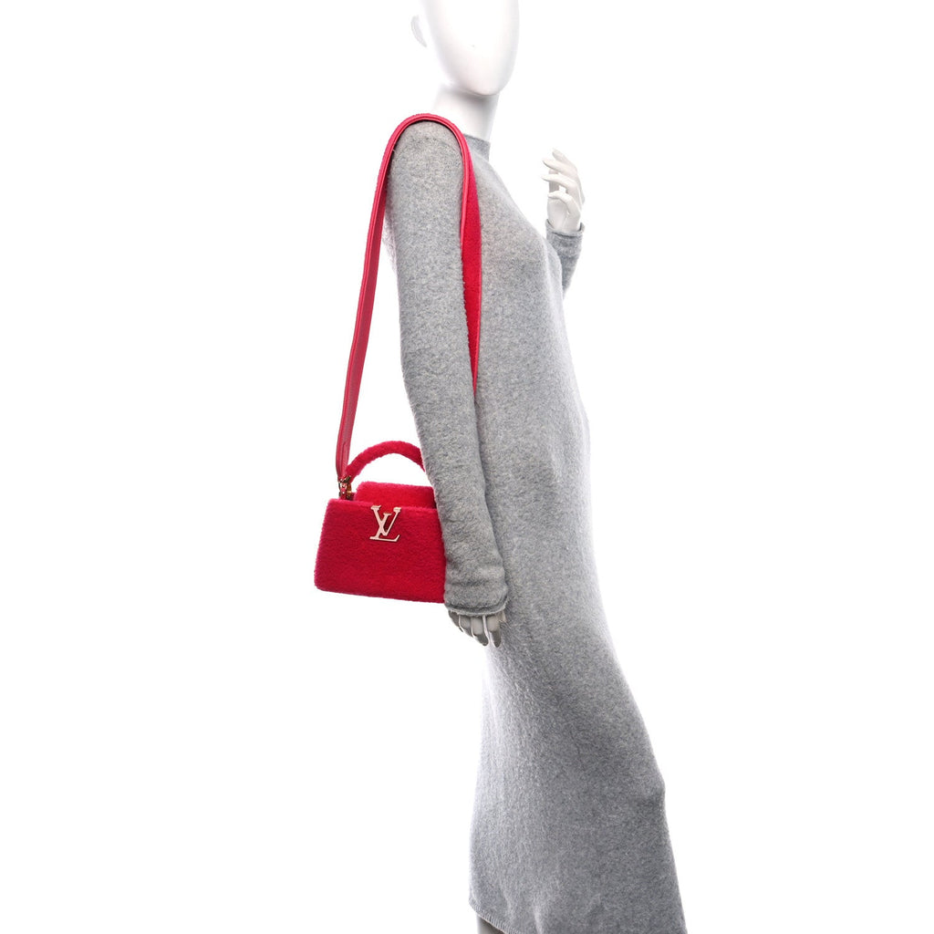 Shearling Calfskin Capucines Mini Pink