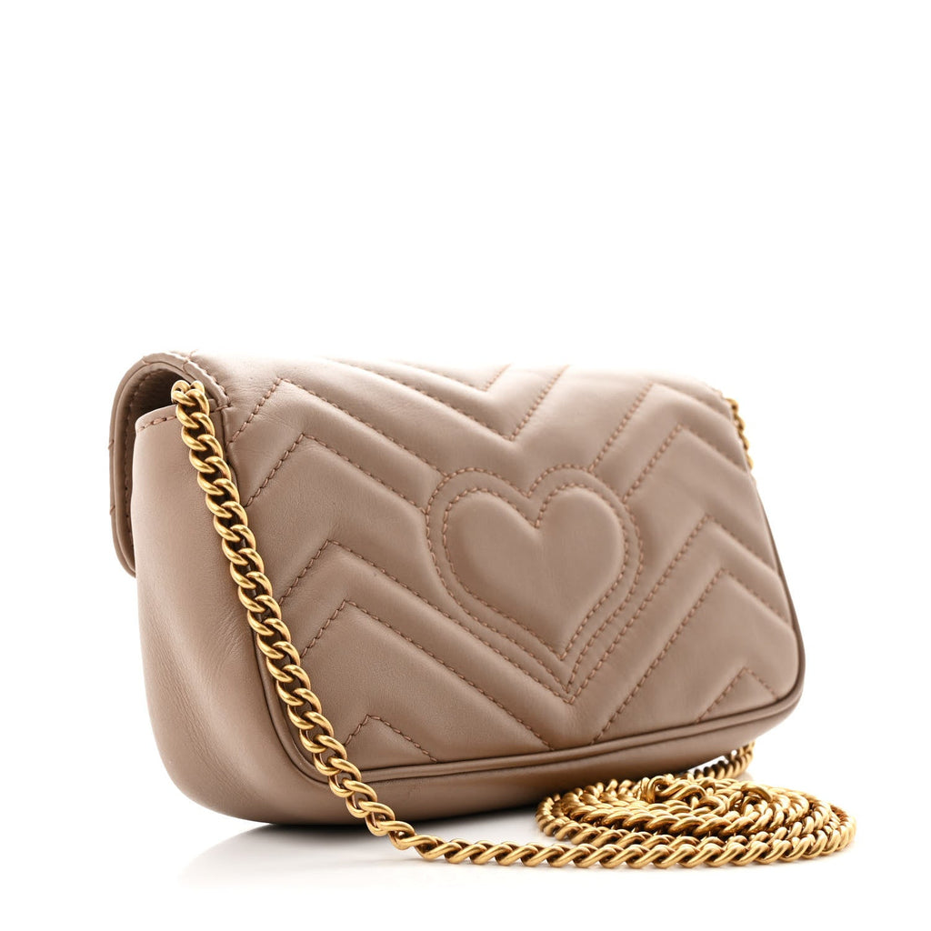 Calfskin Matelasse Super Mini GG Marmont Shoulder Bag Porcelain Rose