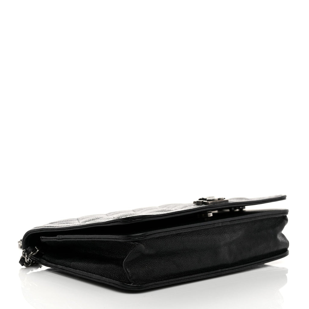Caviar Quilted Boy Wallet On Chain WOC Black