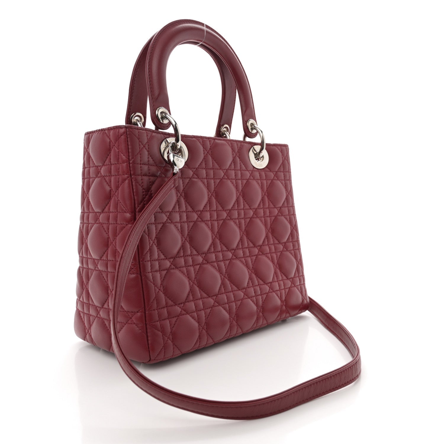 Lambskin Cannage Medium Lady Dior Dark Red