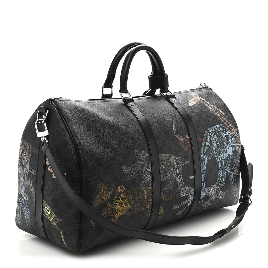 Damier Graphite Stamps Keepall Bandouliere 50