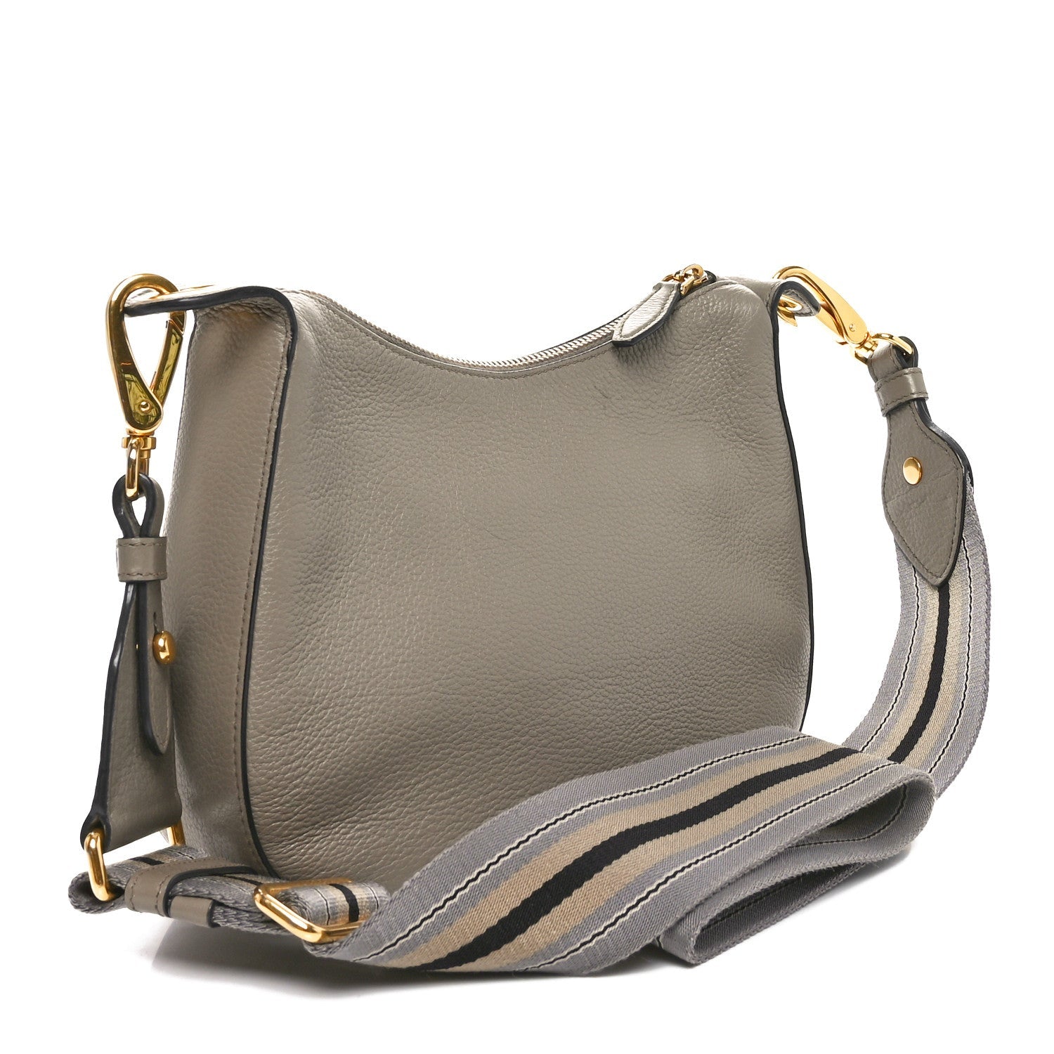 Vitello Daino Soft Zippered Messenger Hobo Argilla
