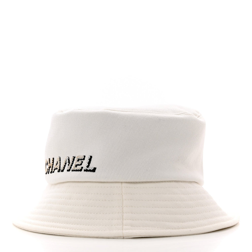Fabric Logo Bucket Hat S White
