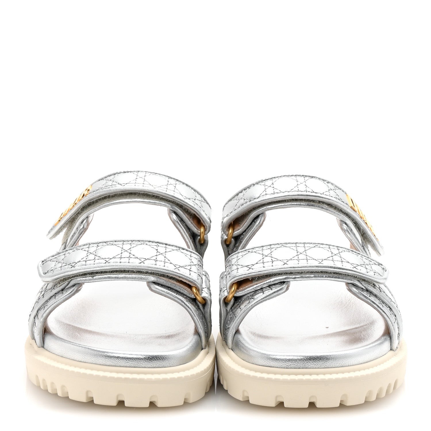 Laminated Sheepskin Cannage Dior Or Dioract Slide Sandals 37 Steel