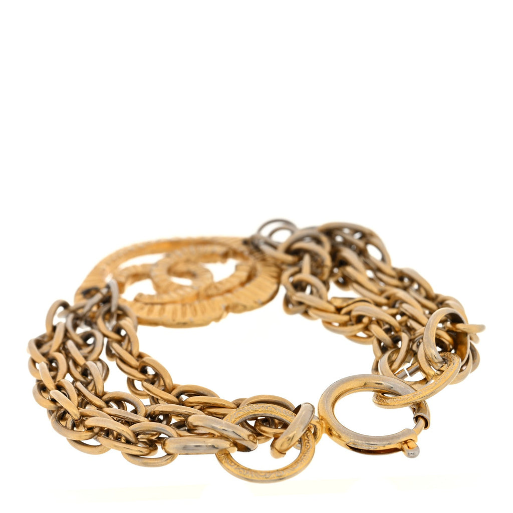 Multistrand Chain CC Bracelet Gold