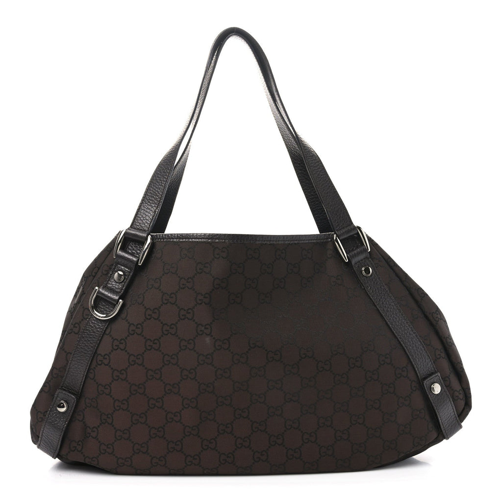 Nylon Monogram Medium Abbey Shoulder Bag Brown