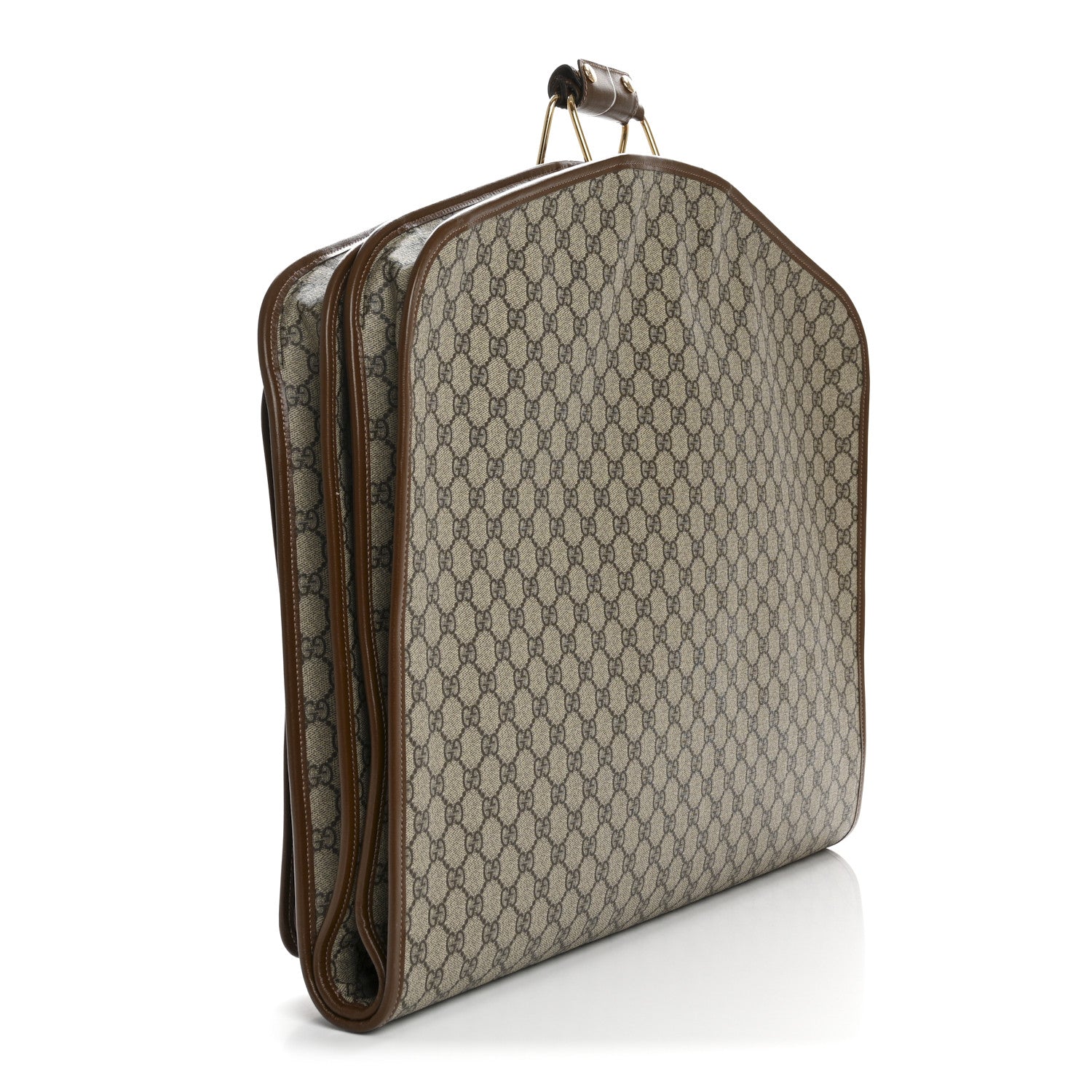 GG Supreme Monogram Azalea Calfskin Retro Interlocking G Hanger Garment Bag Beige Ebony Brown Sugar