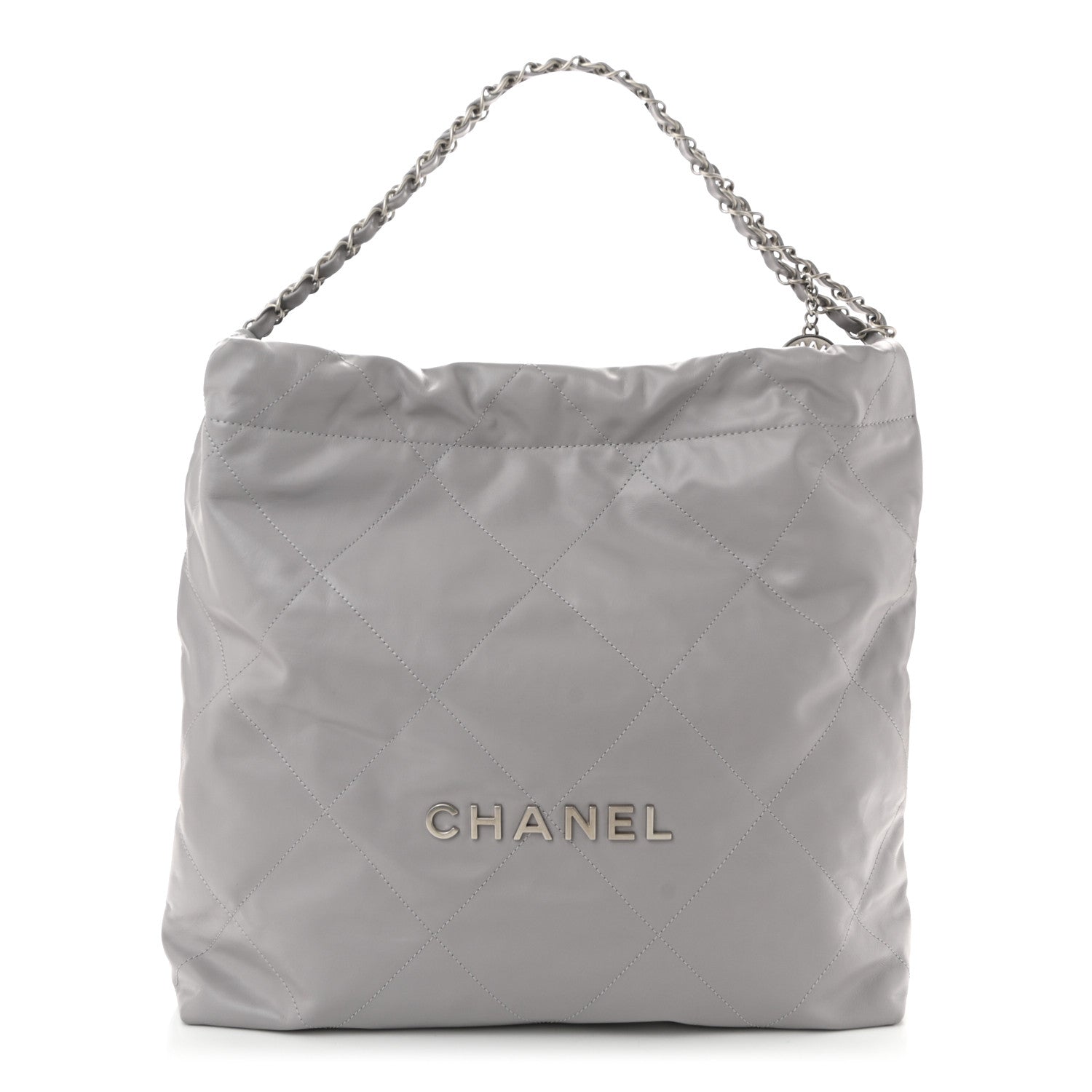 Shiny Calfskin Quilted Chanel 22 Grey