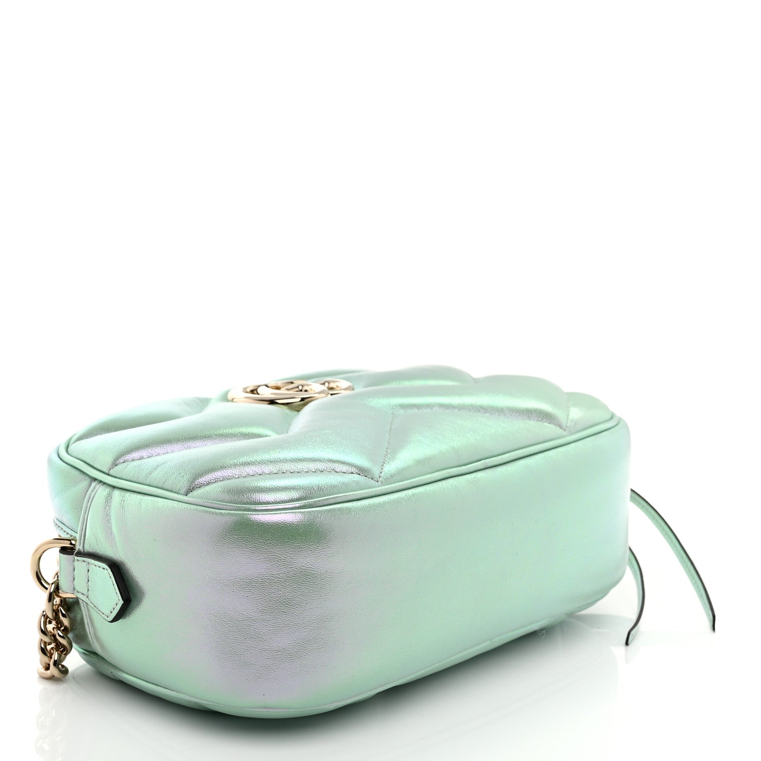 Iridescent Nappa Chevron Matelasse Small GG Marmont Chain Shoulder Bag Iridescent Salvy Green