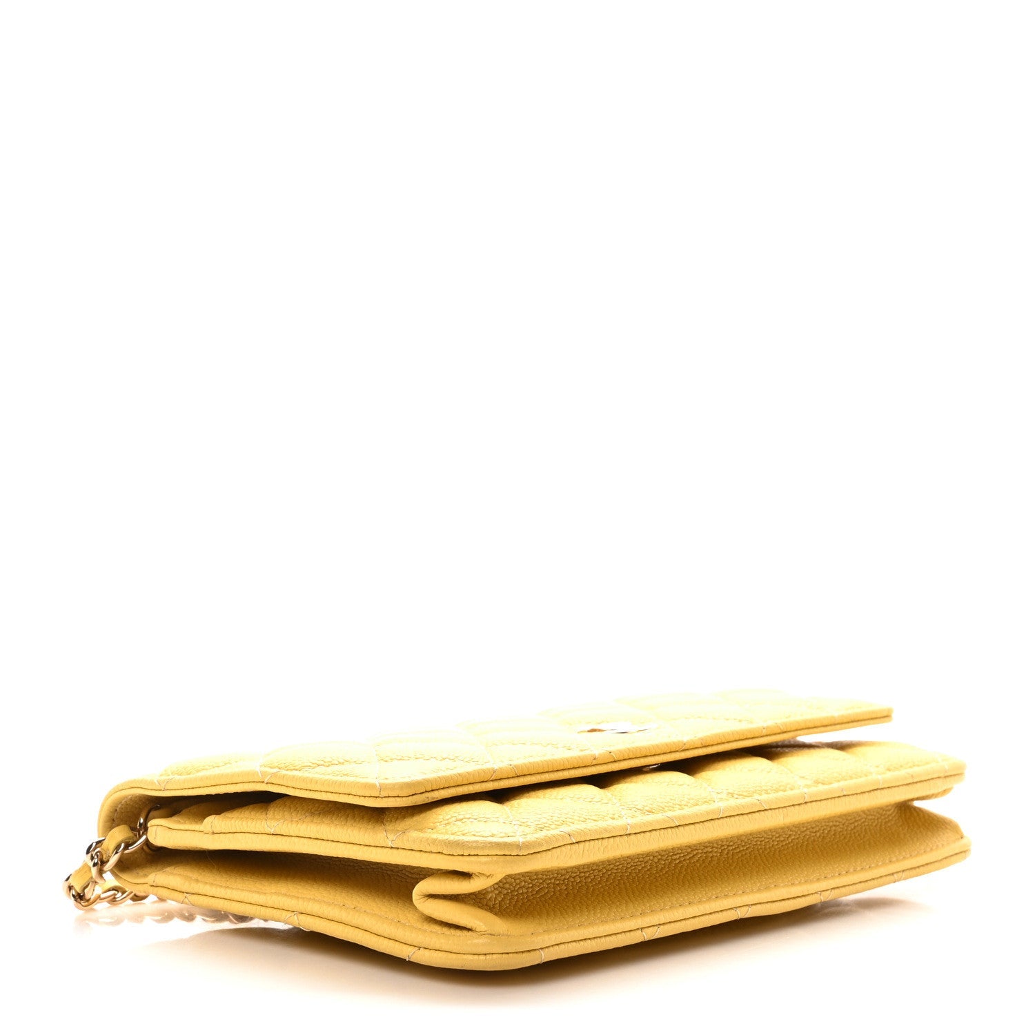Caviar Quilted Tiny CC Wallet On Chain WOC Yellow
