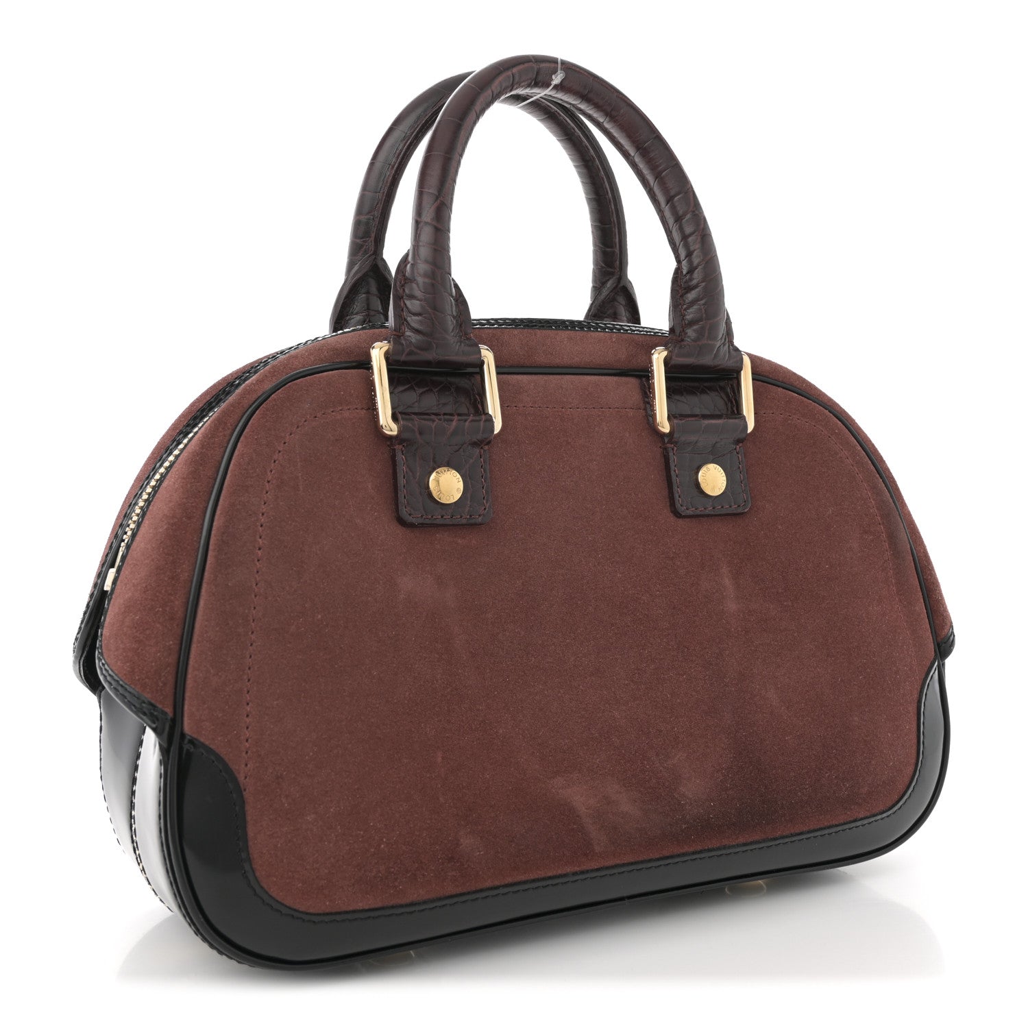 Suede Stamped Alligator Embossed Havane Bowler PM  Brun