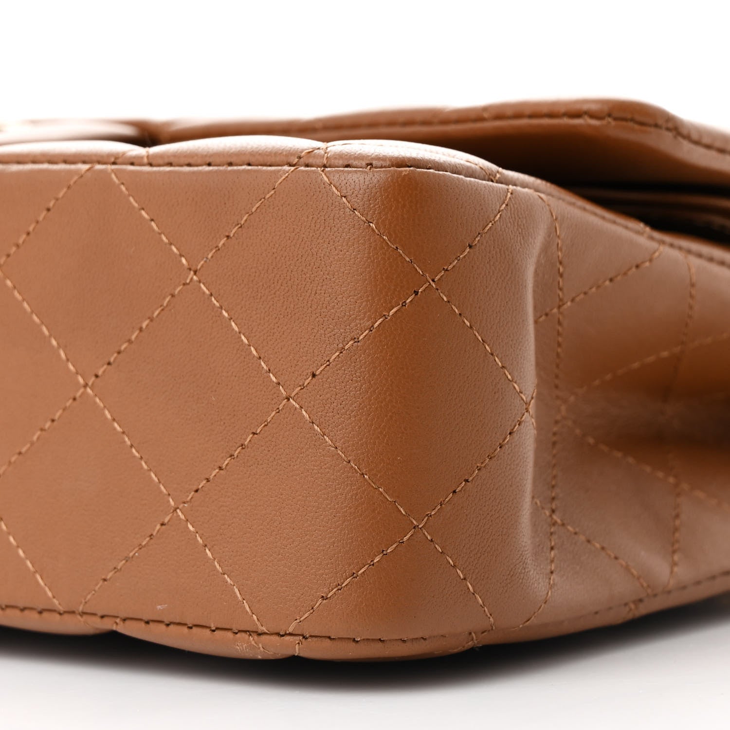Lambskin Quilted Medium Double Flap Brown