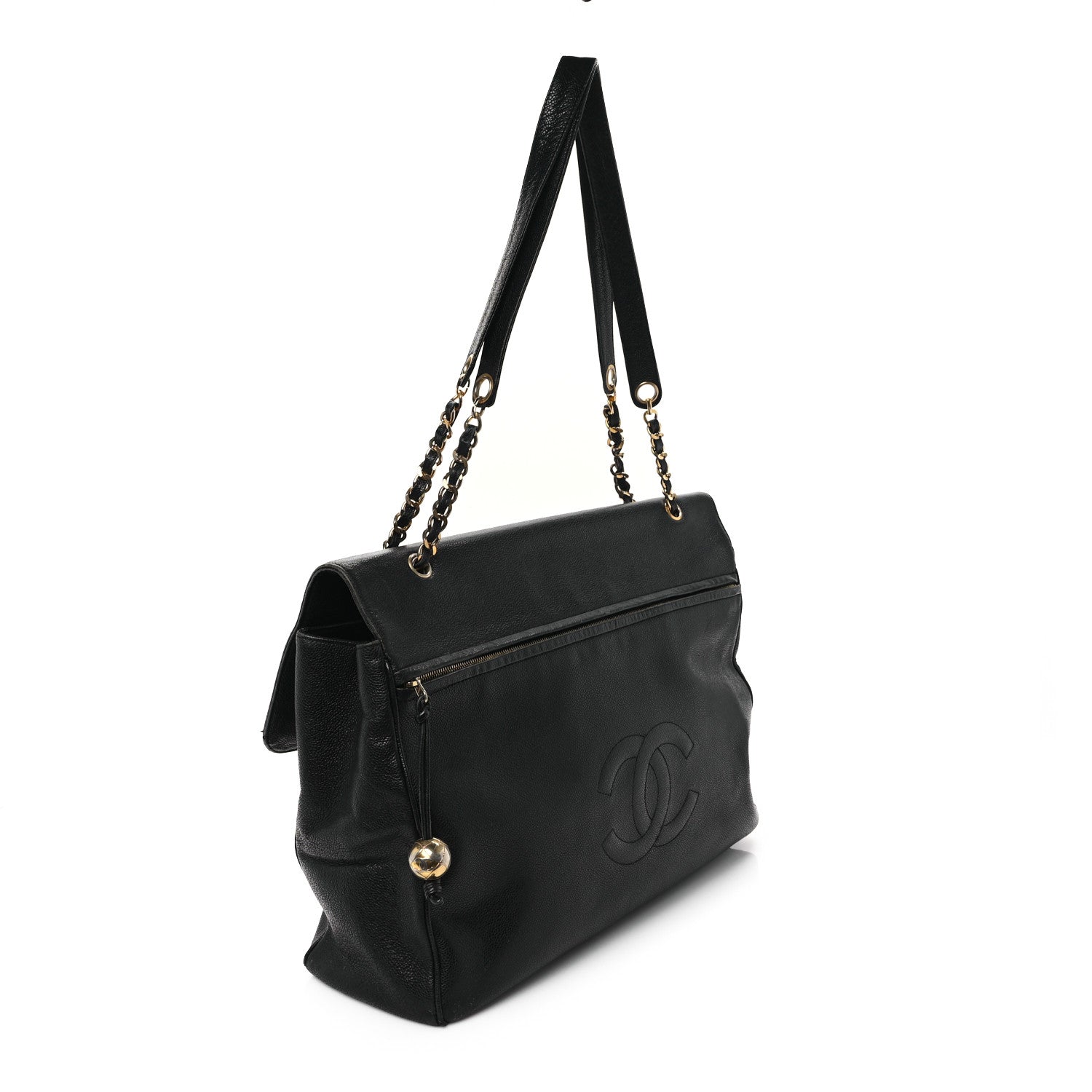 Caviar Flap XL Shoulder Bag Black