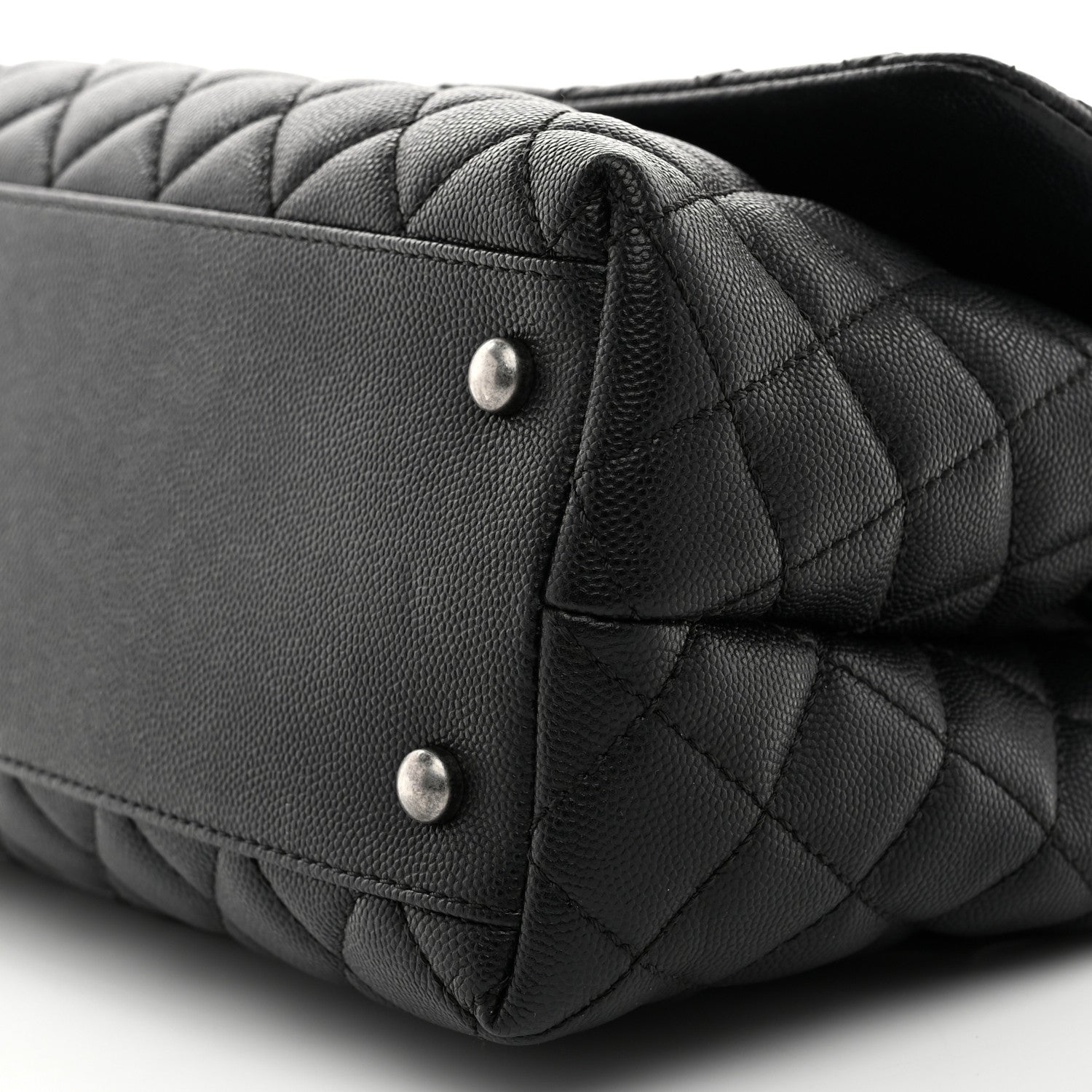 Caviar Lizard Embossed Quilted Small Coco Handle Flap Black