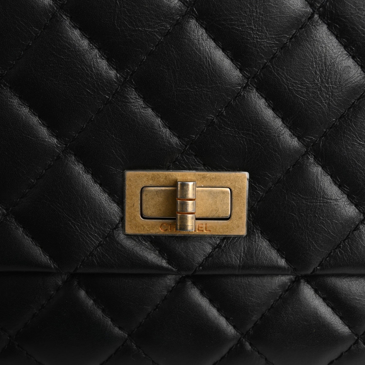 Aged Calfskin Quilted Reissue 2.55 Clutch Black