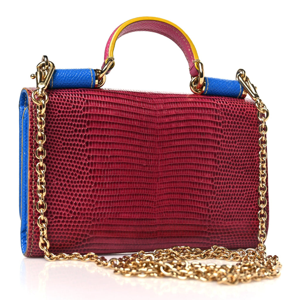 Dauphine Stampa Iguana Mini Miss Sicily Chain Phone Case Wallet Red Multicolor