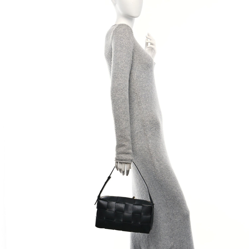 Lambskin Maxi Intrecciato Brick Cassette Bag Black